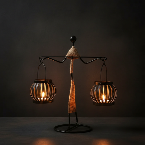 Abstract Metal Figure Candle Holder – Sculptural Nordic Home Decor