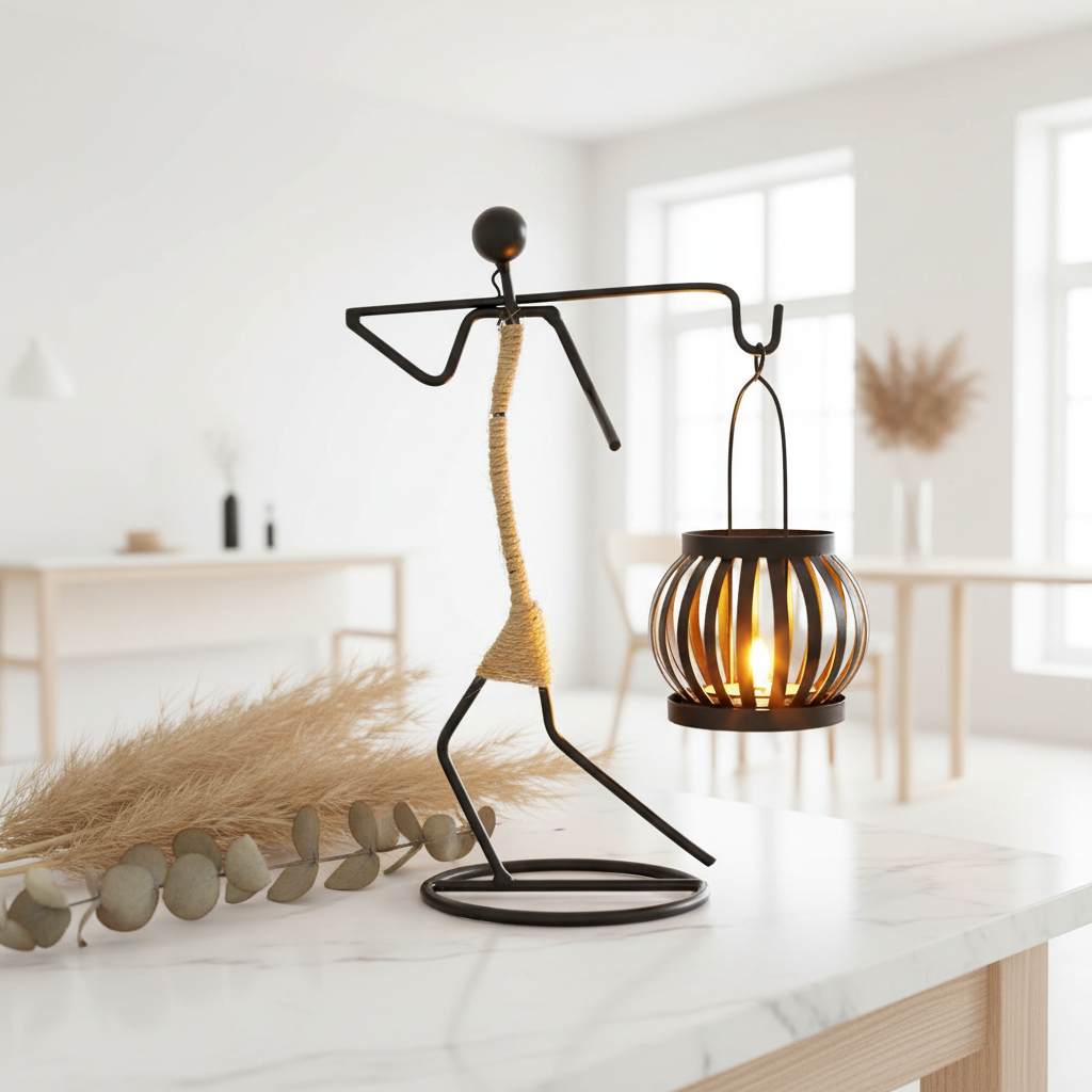 Abstract Metal Figure Candle Holder – Sculptural Nordic Home Decor