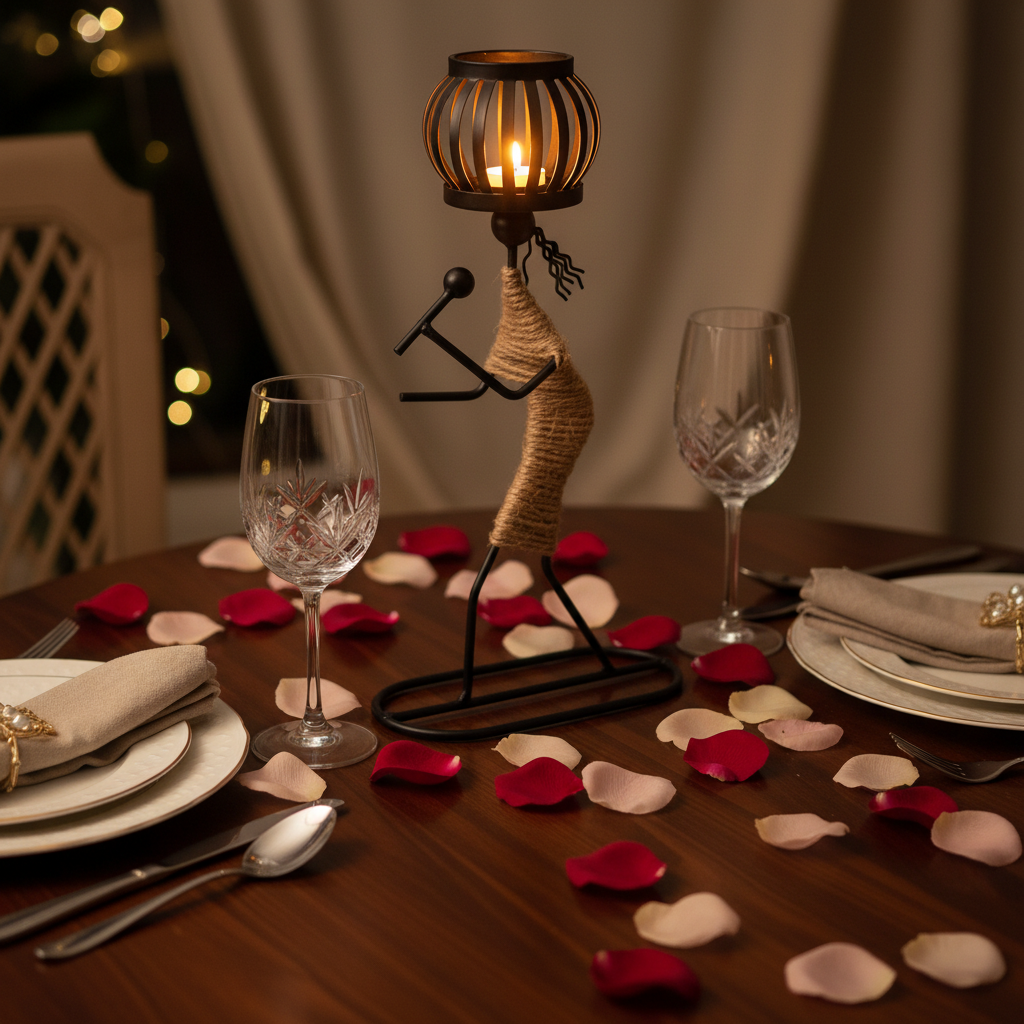 Abstract Metal Figure Candle Holder – Sculptural Nordic Home Decor