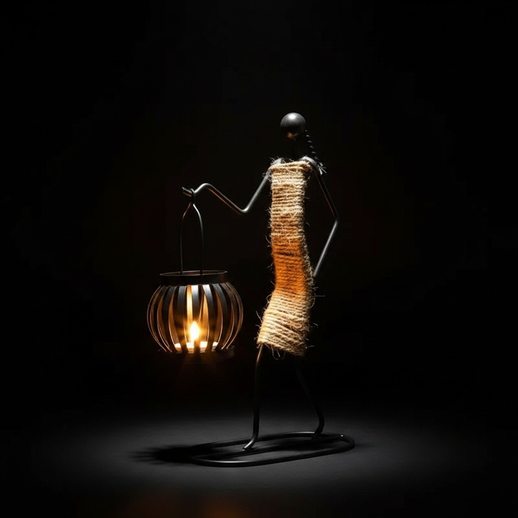 Abstract Metal Figure Candle Holder – Sculptural Nordic Home Decor