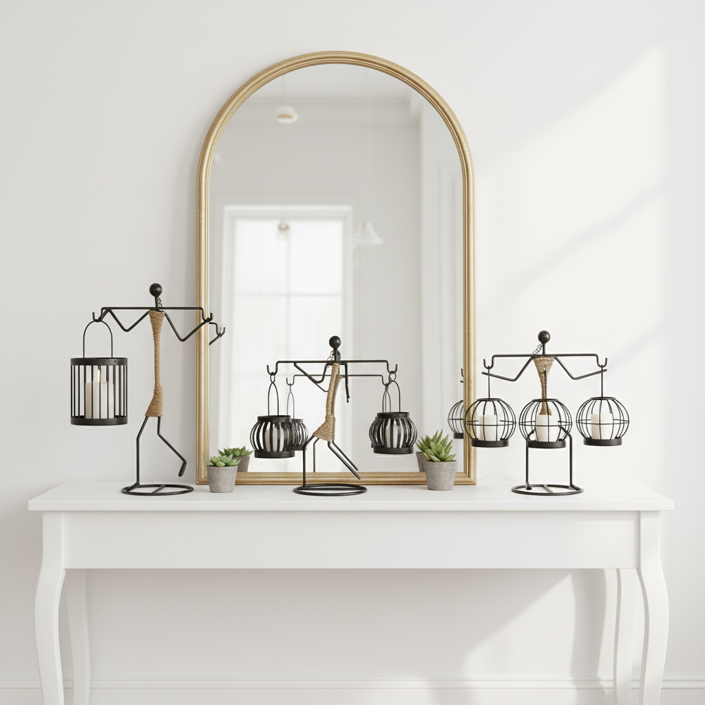Abstract Metal Figure Candle Holder – Sculptural Nordic Home Decor