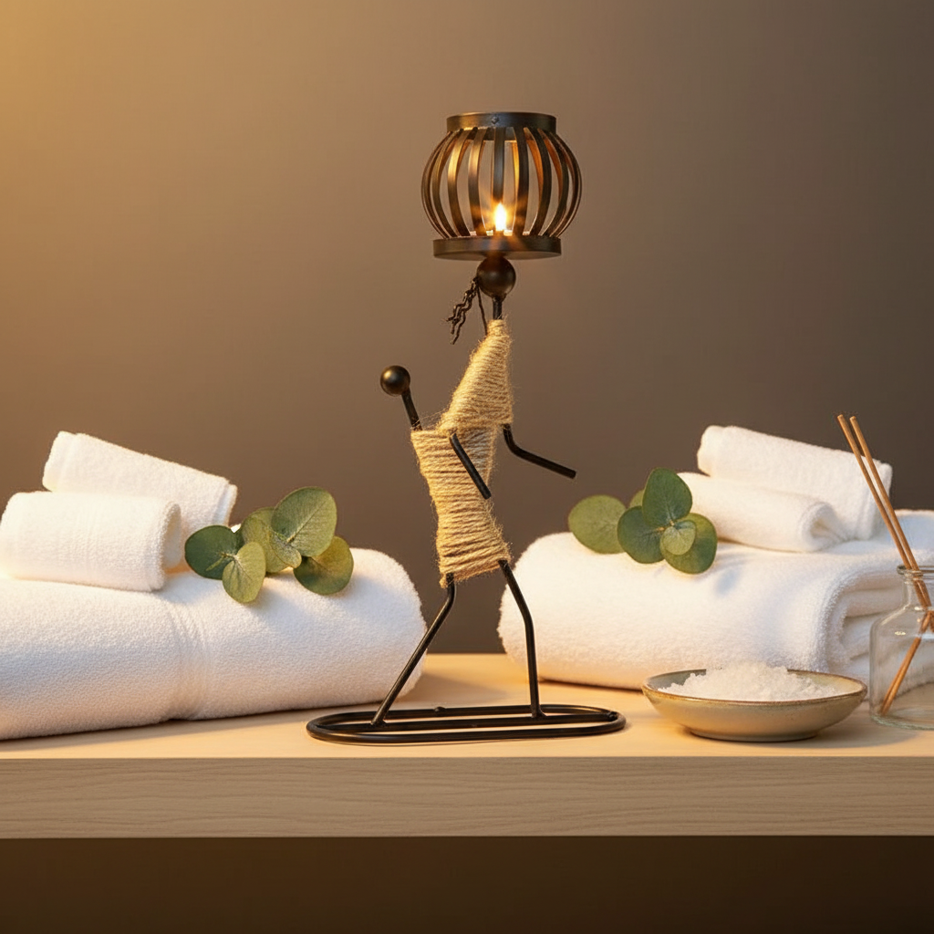 Abstract Metal Figure Candle Holder – Sculptural Nordic Home Decor