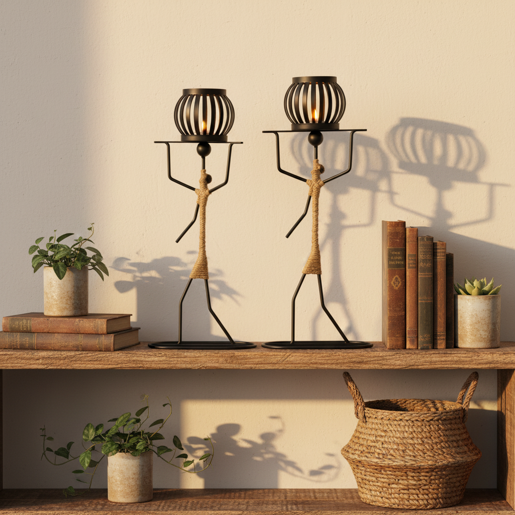 Abstract Metal Figure Candle Holder – Sculptural Nordic Home Decor