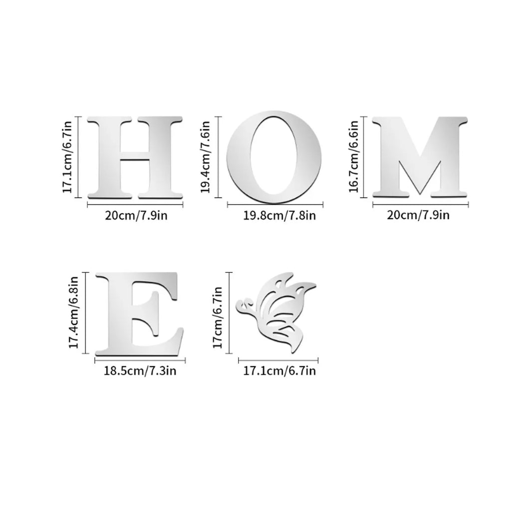 HOME Logo 3D Mirror Wall Sticker – Entrance & Home Decoration