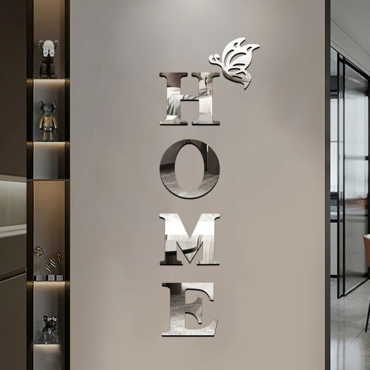HOME Logo 3D Mirror Wall Sticker – Entrance & Home Decoration