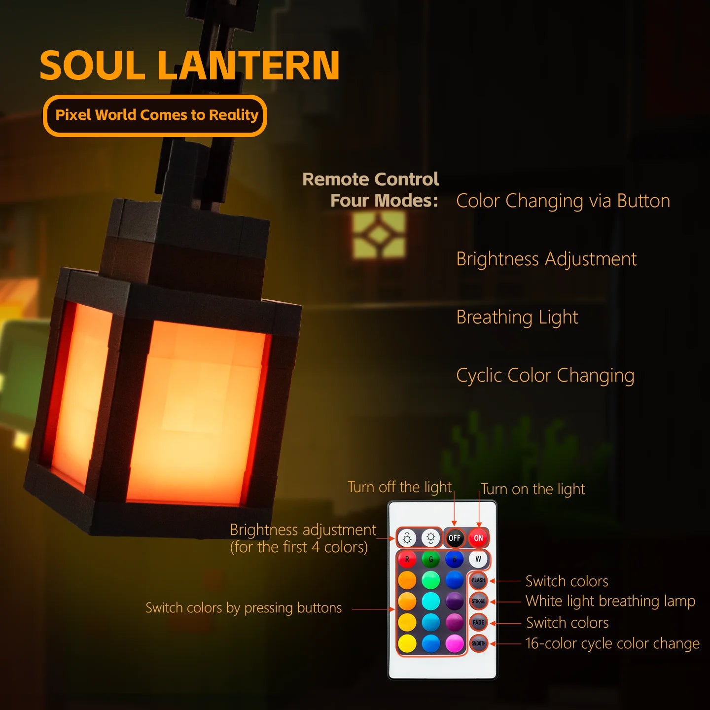 Pixel Style Night Light Lantern | 16 Color LED Atmosphere Lamp