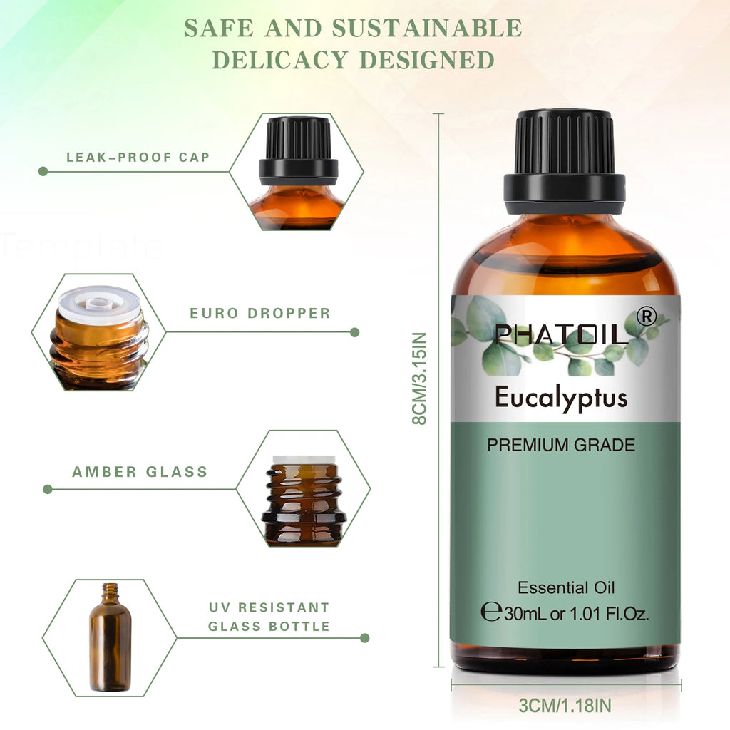 30ml Pure Essential Oil – 38 Fragrances, Aromatherapy & Diffuser (PHATOIL)