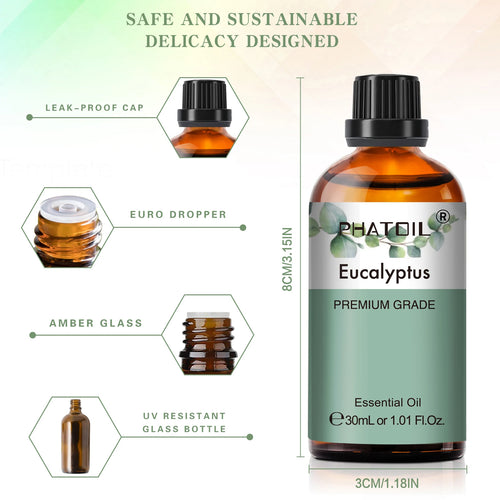 30ml Pure Essential Oil – 38 Fragrances, Aromatherapy & Diffuser (PHATOIL)