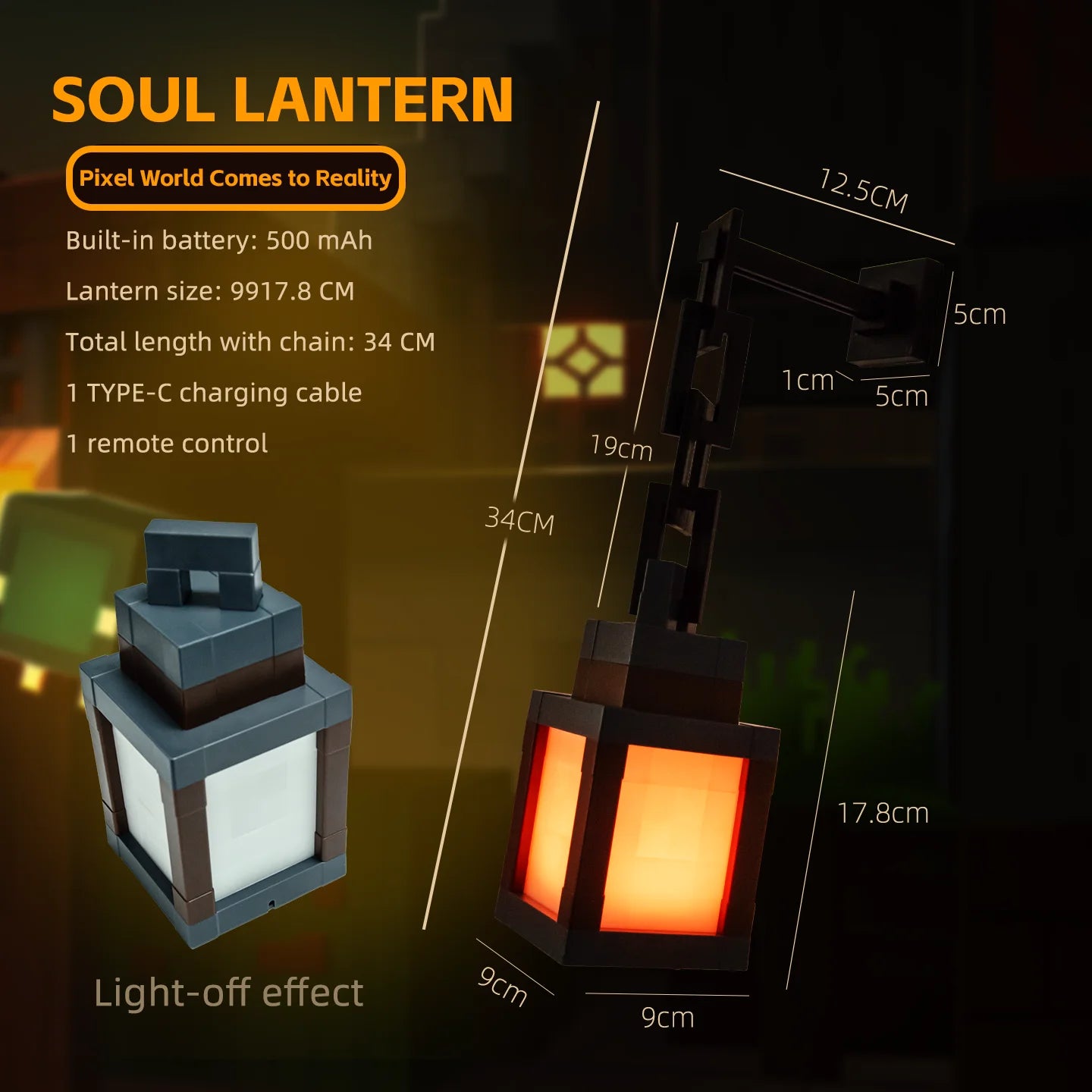 Pixel Style Night Light Lantern | 16 Color LED Atmosphere Lamp