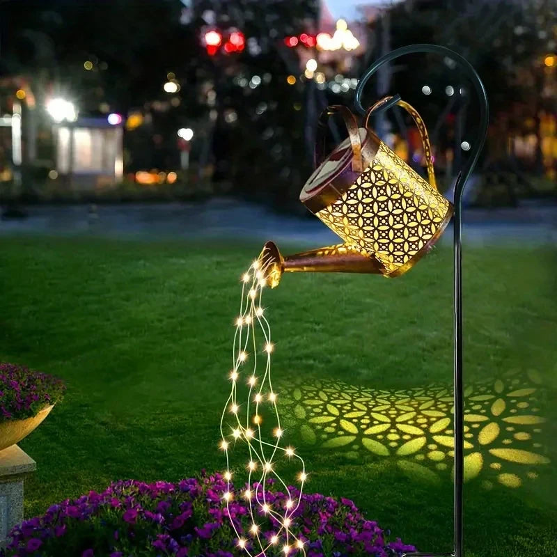 Solar Watering Can Garden Light | Retro Metal Hanging Lantern