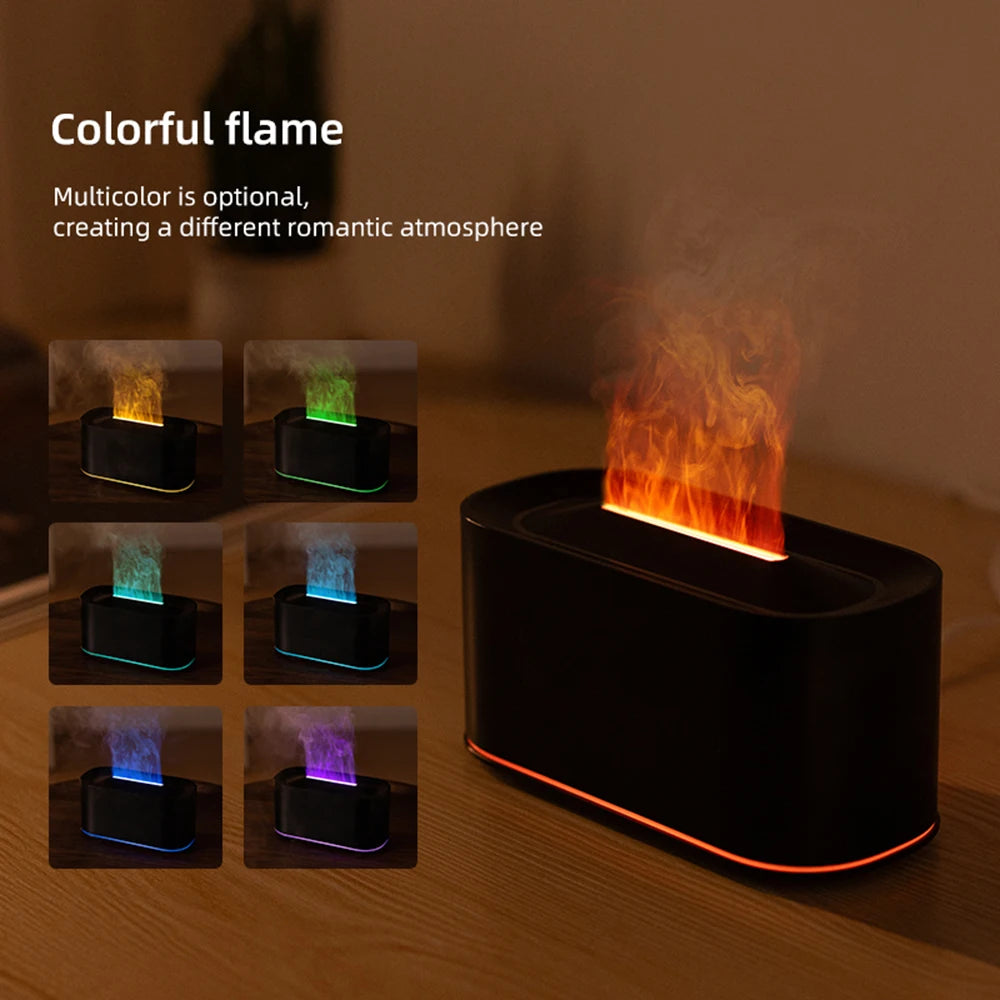 Flame Effect Aromatherapy Diffuser – Cool Mist, Silent, 7 Finishes