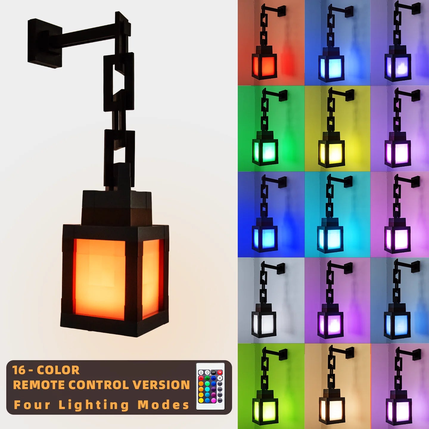 Pixel Style Night Light Lantern | 16 Color LED Atmosphere Lamp