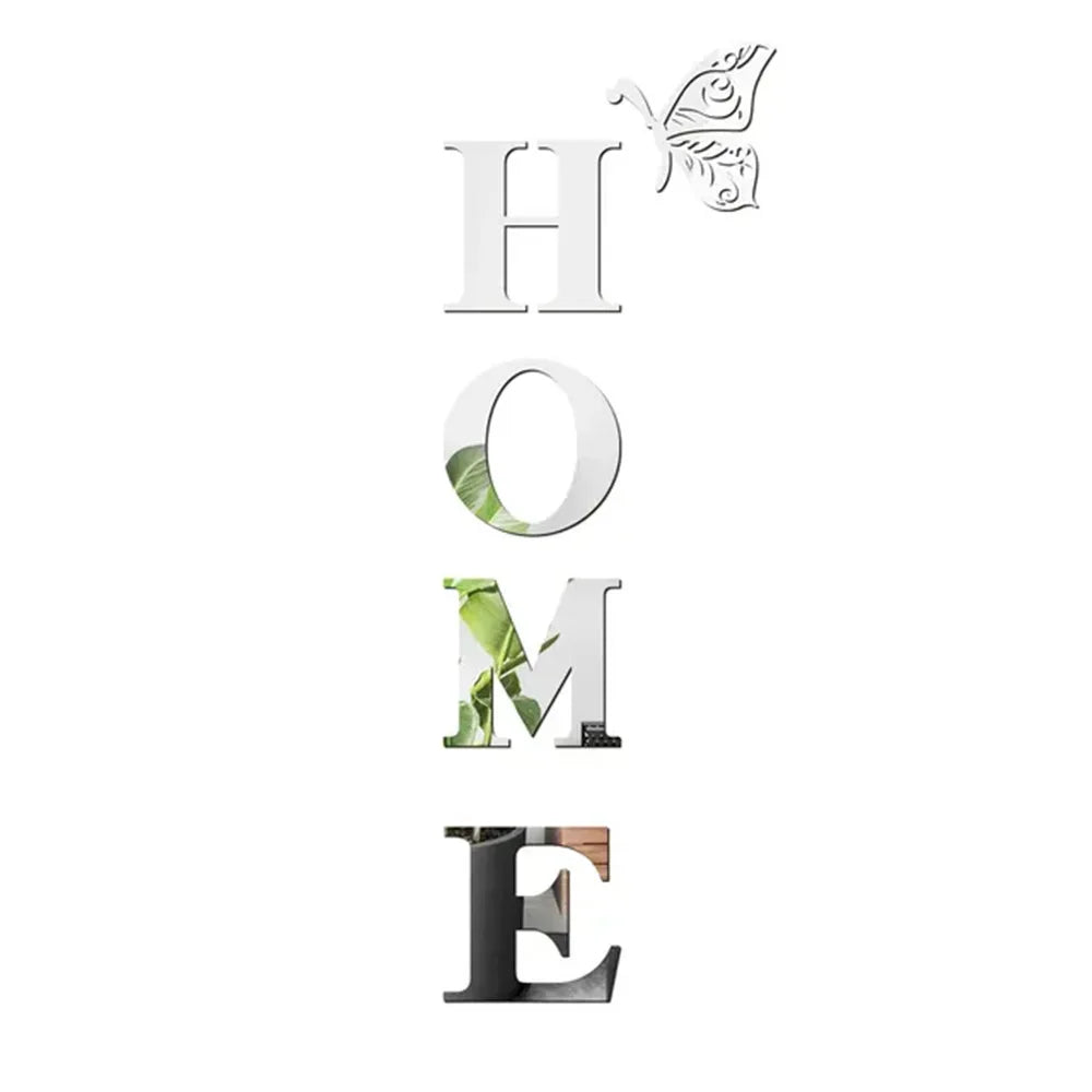 HOME Logo 3D Mirror Wall Sticker – Entrance & Home Decoration