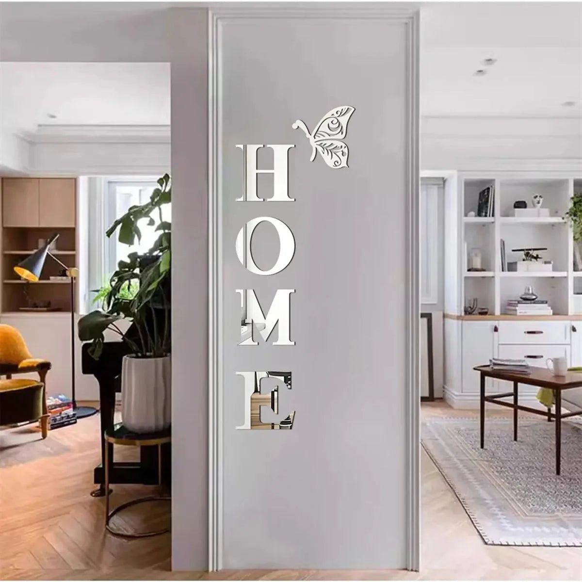 HOME Logo 3D Mirror Wall Sticker – Entrance & Home Decoration