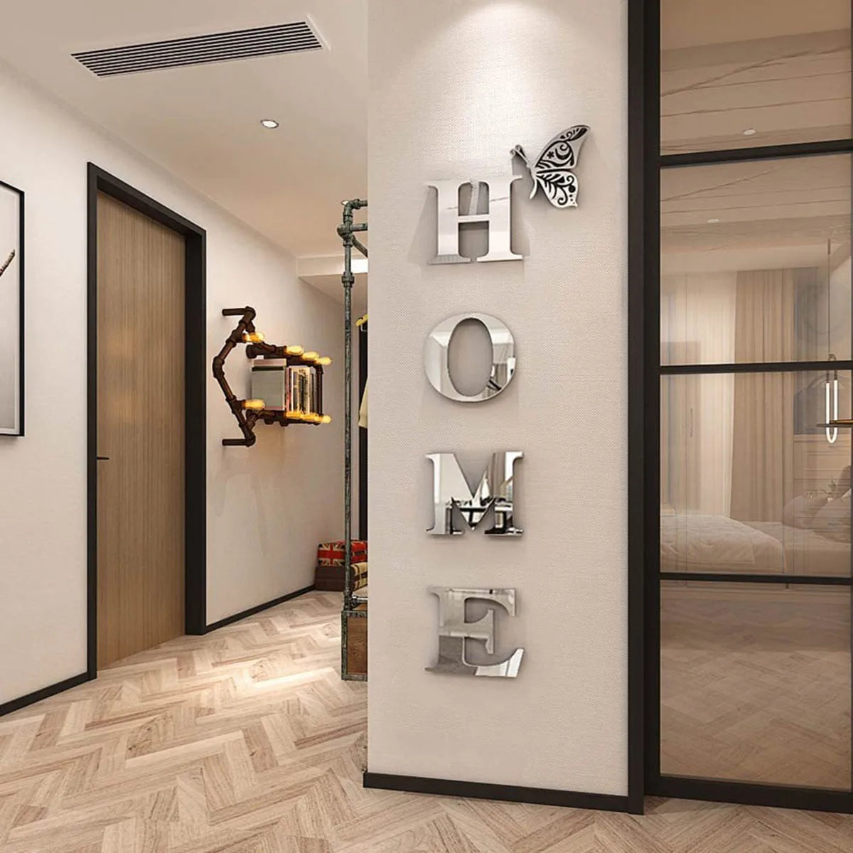 HOME Logo 3D Mirror Wall Sticker – Entrance & Home Decoration