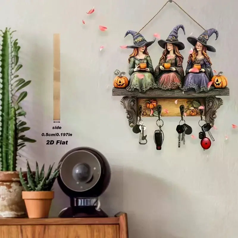 Halloween Wooden Witch Ornament – Festive Home & Party Decor