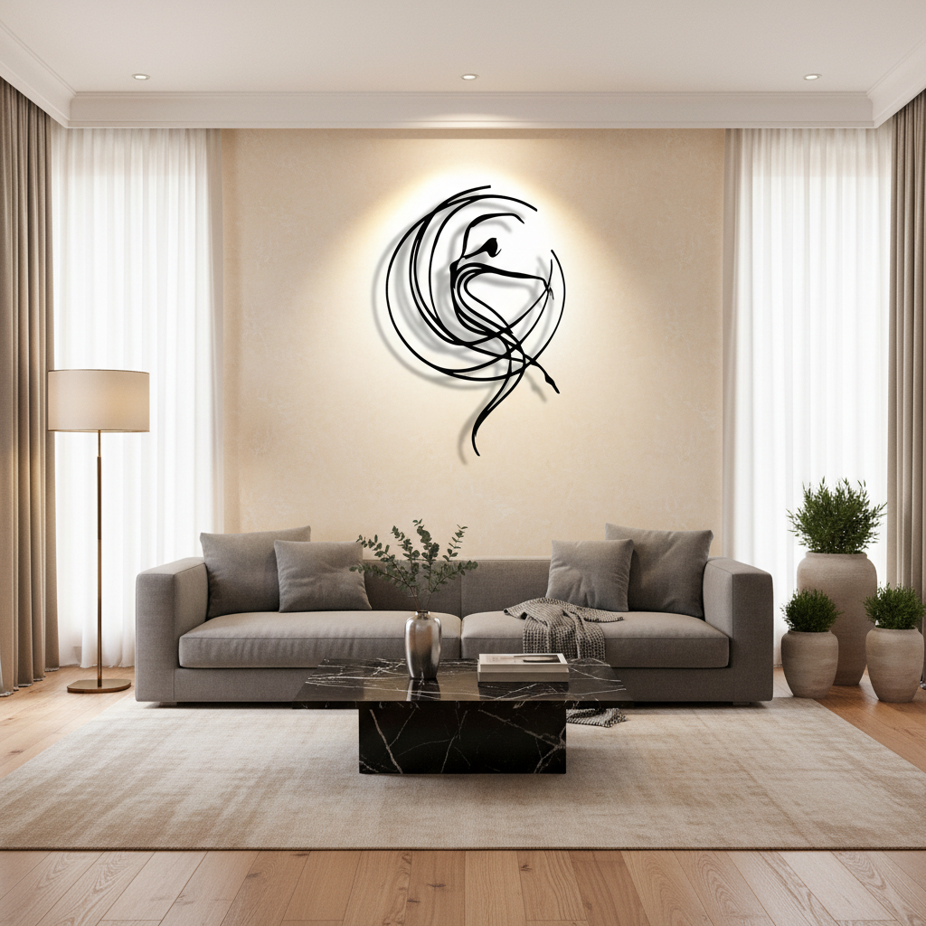 Ballet metal wall art in modern living room