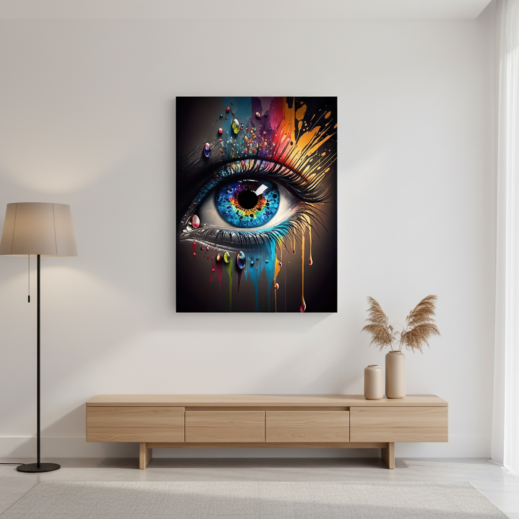 Abstract eye canvas wall art HD print in modern minimalist living room